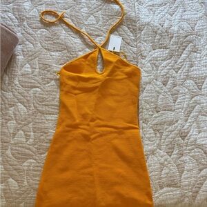C/MEO Collective Orange Halter Mini Dress